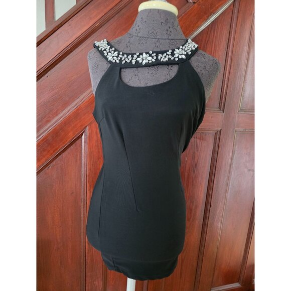 Embellished Black Dress With Rhinestones By Red Clover xs sm - Picture 2 of 7
